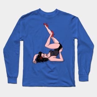 Pin Up Girl Brunette Long Sleeve T-Shirt